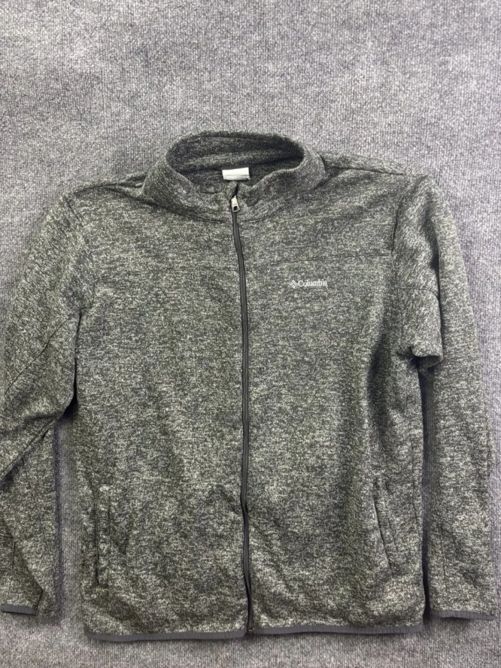 Columbia Fleece Jacket Mens 2XL Gray Full Zip Stand Collar Pockets Outdoor